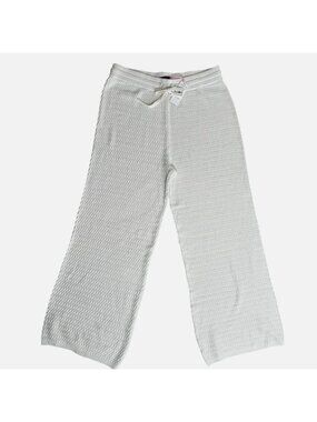 VINEYARD VINES Crocheted Wide Leg Pants Marshmallow Hemp Cotton L NWT